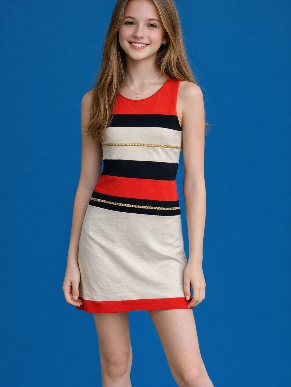 LAUNDRY BY SHELLI SEGAL Girl's Color Block Chain Jersey Dress